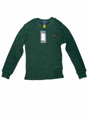 Polo Ralph Lauren Kids Waffle Knit Top in College Green size 6